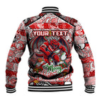 Custom Dragons Rugby Merry Christmas Baseball Jacket Indigenous Australian Art