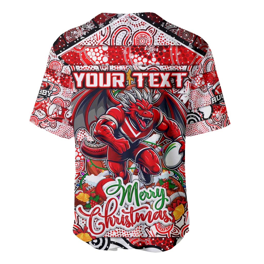 Custom Dragons Rugby Merry Christmas Baseball Jersey Indigenous Australian Art