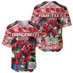 Custom Dragons Rugby Merry Christmas Baseball Jersey Indigenous Australian Art