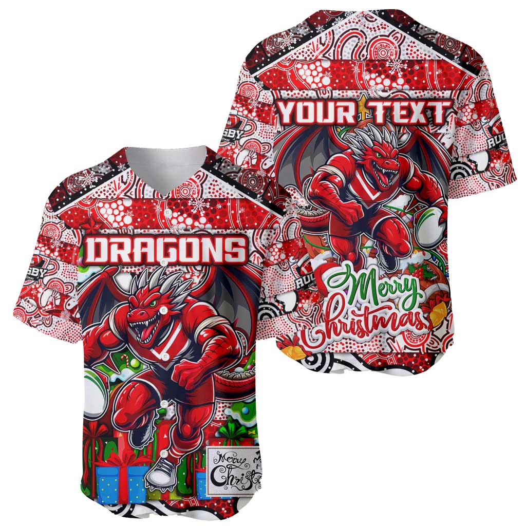 Custom Dragons Rugby Merry Christmas Baseball Jersey Indigenous Australian Art