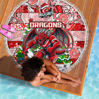 Dragons Rugby Merry Christmas Beach Blanket Indigenous Australian Art