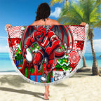Dragons Rugby Merry Christmas Beach Blanket Indigenous Australian Art