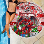 Dragons Rugby Merry Christmas Beach Blanket Indigenous Australian Art