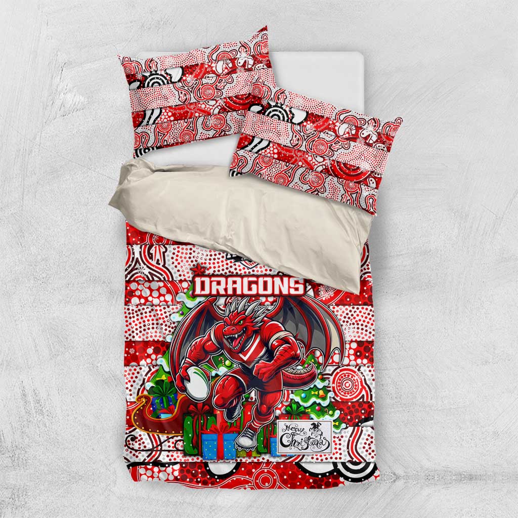 Dragons Rugby Merry Christmas Bedding Set Indigenous Australian Art