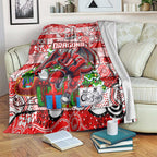 Dragons Rugby Merry Christmas Blanket Indigenous Australian Art