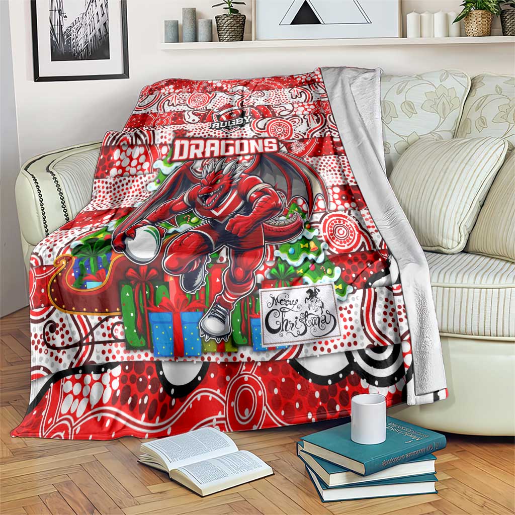 Dragons Rugby Merry Christmas Blanket Indigenous Australian Art