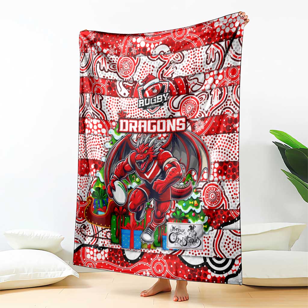 Dragons Rugby Merry Christmas Blanket Indigenous Australian Art