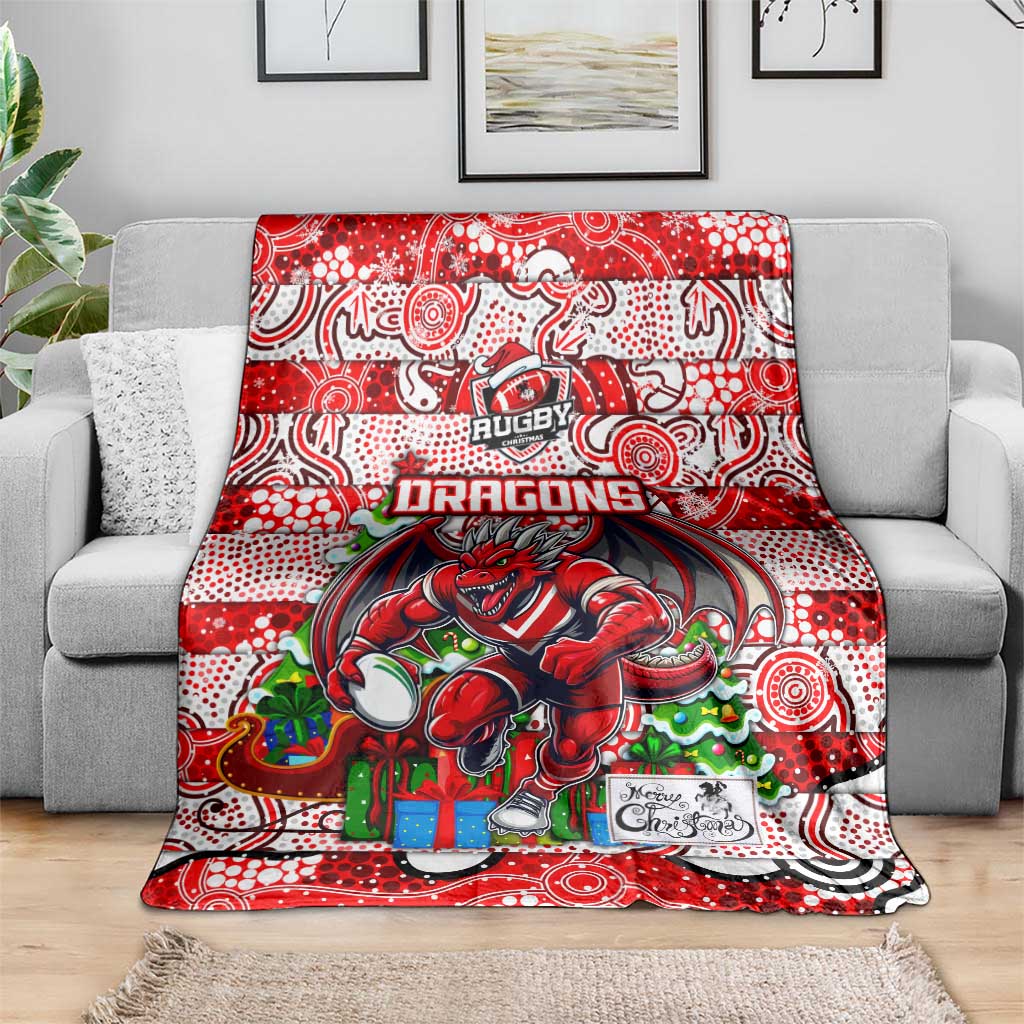 Dragons Rugby Merry Christmas Blanket Indigenous Australian Art