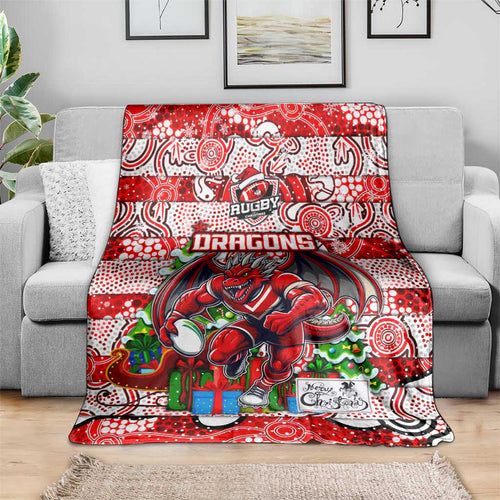 Dragons Rugby Merry Christmas Blanket Indigenous Australian Art