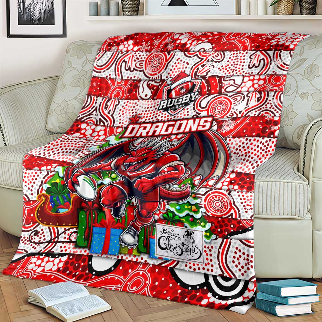 Dragons Rugby Merry Christmas Blanket Indigenous Australian Art