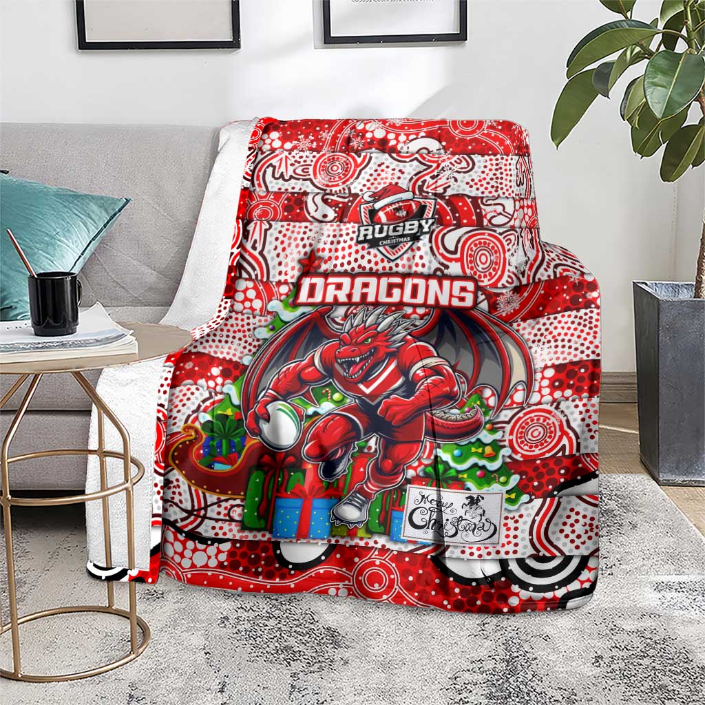 Dragons Rugby Merry Christmas Blanket Indigenous Australian Art