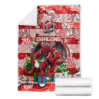 Dragons Rugby Merry Christmas Blanket Indigenous Australian Art