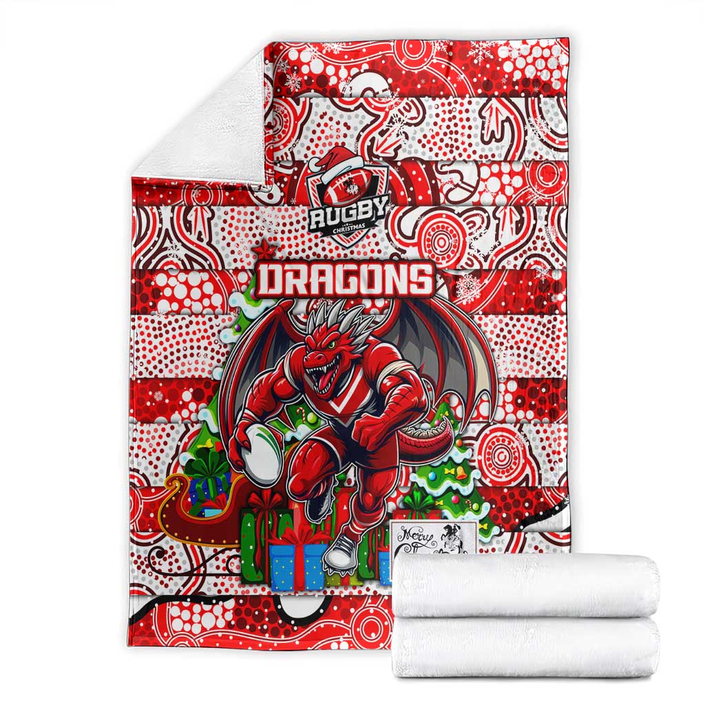 Dragons Rugby Merry Christmas Blanket Indigenous Australian Art