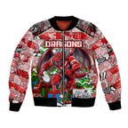 Custom Dragons Rugby Merry Christmas Bomber Jacket Indigenous Australian Art