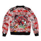 Custom Dragons Rugby Merry Christmas Bomber Jacket Indigenous Australian Art