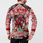 Custom Dragons Rugby Merry Christmas Button Sweatshirt Indigenous Australian Art