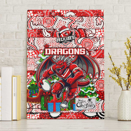 Dragons Rugby Merry Christmas Canvas Wall Art Indigenous Australian Art