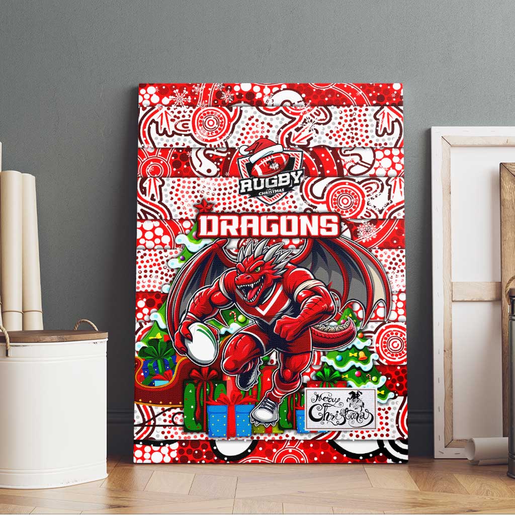 Dragons Rugby Merry Christmas Canvas Wall Art Indigenous Australian Art