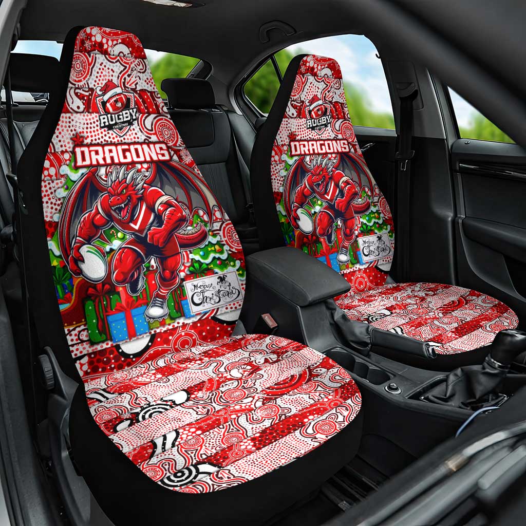 Dragons Rugby Merry Christmas Car Seat Cover Indigenous Australian Art