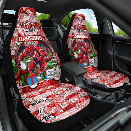 Dragons Rugby Merry Christmas Car Seat Cover Indigenous Australian Art