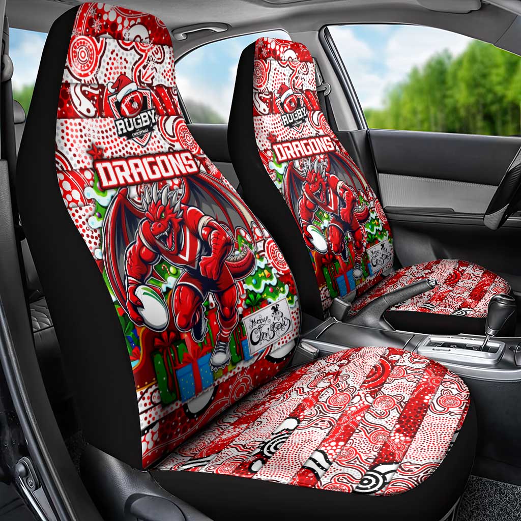 Dragons Rugby Merry Christmas Car Seat Cover Indigenous Australian Art