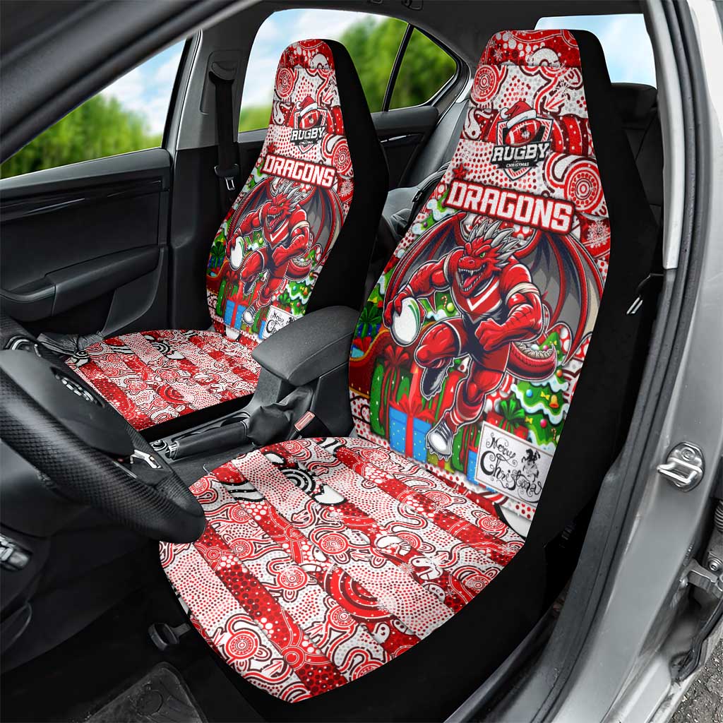 Dragons Rugby Merry Christmas Car Seat Cover Indigenous Australian Art
