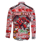 Custom Dragons Rugby Merry Christmas Family Matching Puletasi and Hawaiian Shirt Indigenous Australian Art