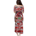 Custom Dragons Rugby Merry Christmas Family Matching Puletasi and Hawaiian Shirt Indigenous Australian Art