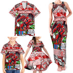 Custom Dragons Rugby Merry Christmas Family Matching Tank Maxi Dress and Hawaiian Shirt Indigenous Australian Art