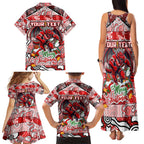 Custom Dragons Rugby Merry Christmas Family Matching Tank Maxi Dress and Hawaiian Shirt Indigenous Australian Art