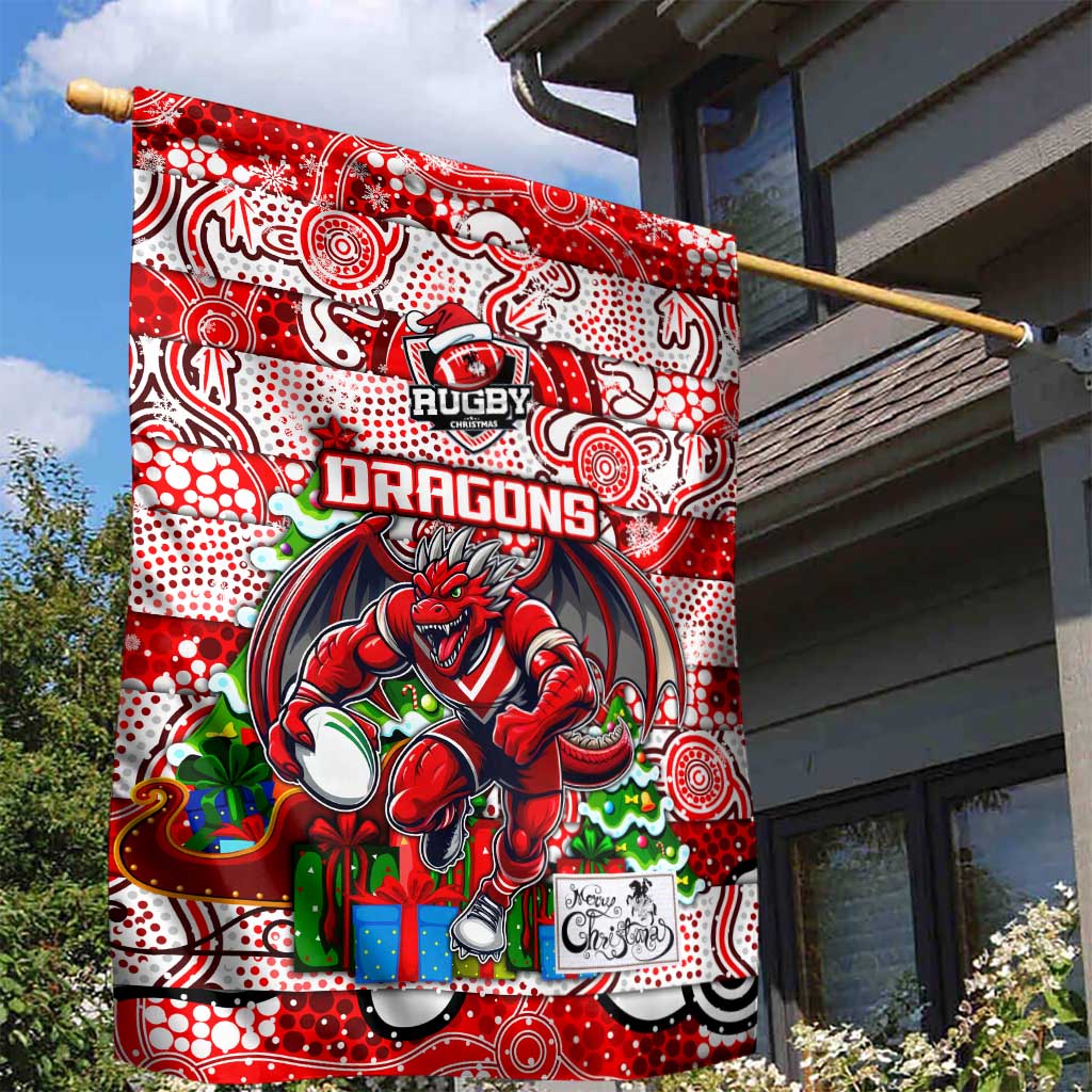 Dragons Rugby Merry Christmas Garden Flag Indigenous Australian Art