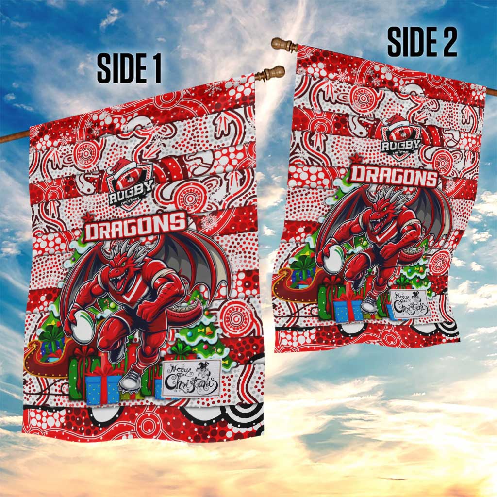 Dragons Rugby Merry Christmas Garden Flag Indigenous Australian Art