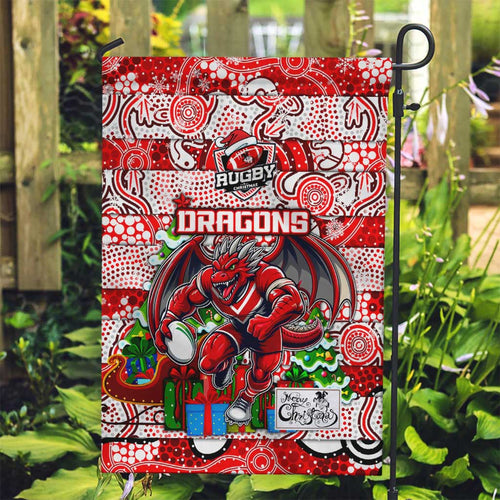Dragons Rugby Merry Christmas Garden Flag Indigenous Australian Art