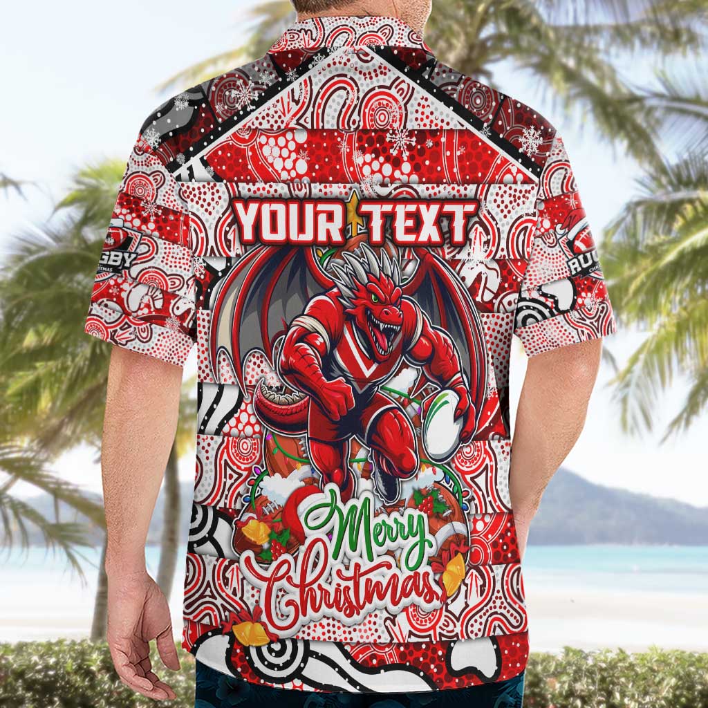Custom Dragons Rugby Merry Christmas Hawaiian Shirt Indigenous Australian Art