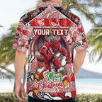 Custom Dragons Rugby Merry Christmas Hawaiian Shirt Indigenous Australian Art
