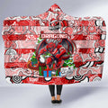 Dragons Rugby Merry Christmas Hooded Blanket Indigenous Australian Art