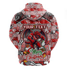 Custom Dragons Rugby Merry Christmas Hoodie Indigenous Australian Art