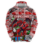 Custom Dragons Rugby Merry Christmas Hoodie Indigenous Australian Art