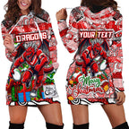 Custom Dragons Rugby Merry Christmas Hoodie Dress Indigenous Australian Art