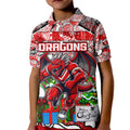 Custom Dragons Rugby Merry Christmas Kid Polo Shirt Indigenous Australian Art