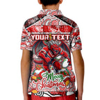 Custom Dragons Rugby Merry Christmas Kid Polo Shirt Indigenous Australian Art