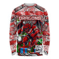 Custom Dragons Rugby Merry Christmas Long Sleeve Shirt Indigenous Australian Art