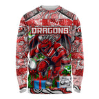 Custom Dragons Rugby Merry Christmas Long Sleeve Shirt Indigenous Australian Art