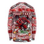 Custom Dragons Rugby Merry Christmas Long Sleeve Shirt Indigenous Australian Art