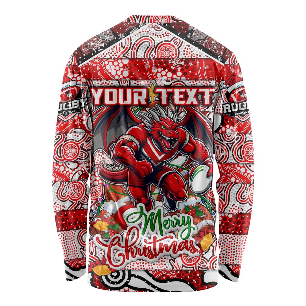 Custom Dragons Rugby Merry Christmas Long Sleeve Shirt Indigenous Australian Art