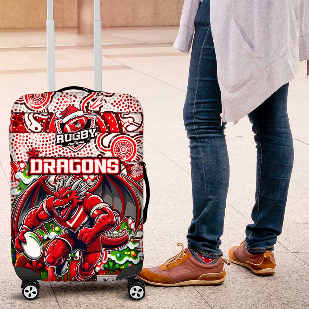 Dragons Rugby Merry Christmas Luggage Cover Indigenous Australian Art