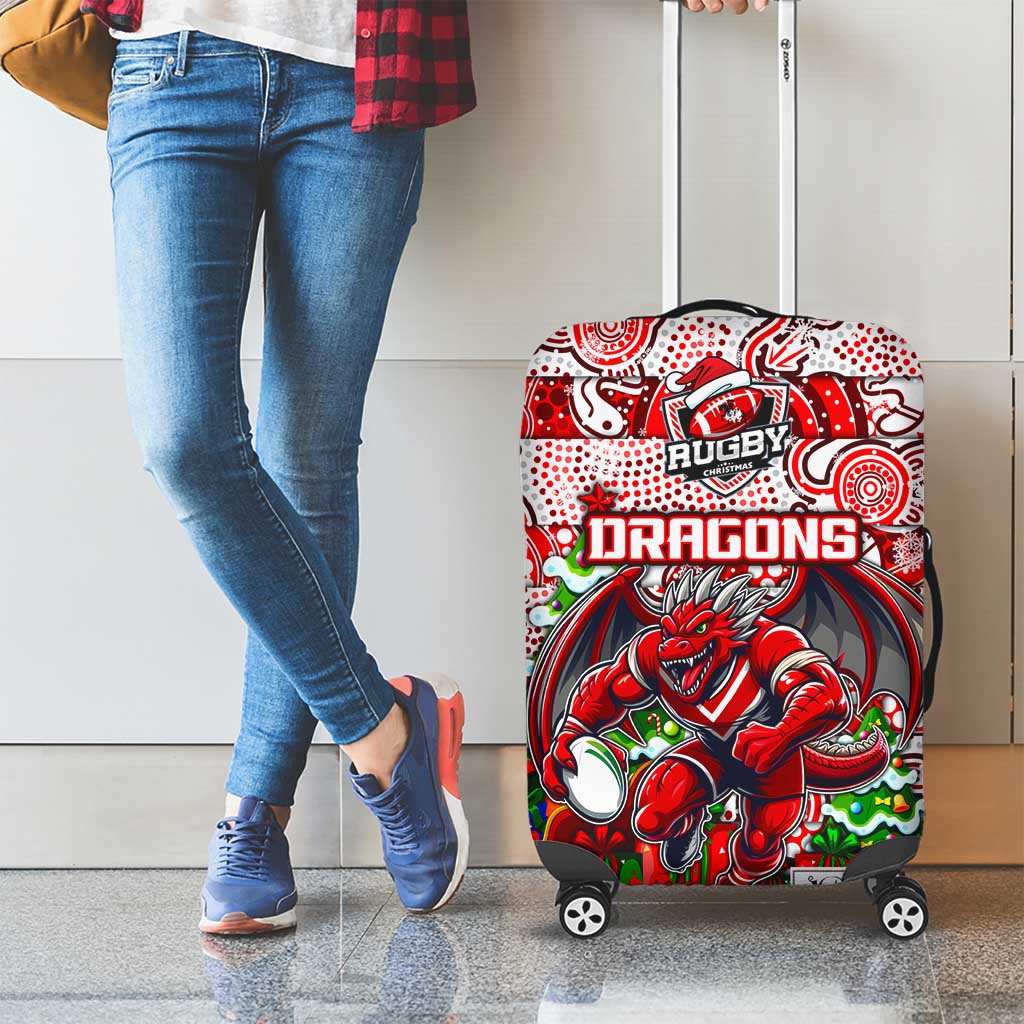 Dragons Rugby Merry Christmas Luggage Cover Indigenous Australian Art