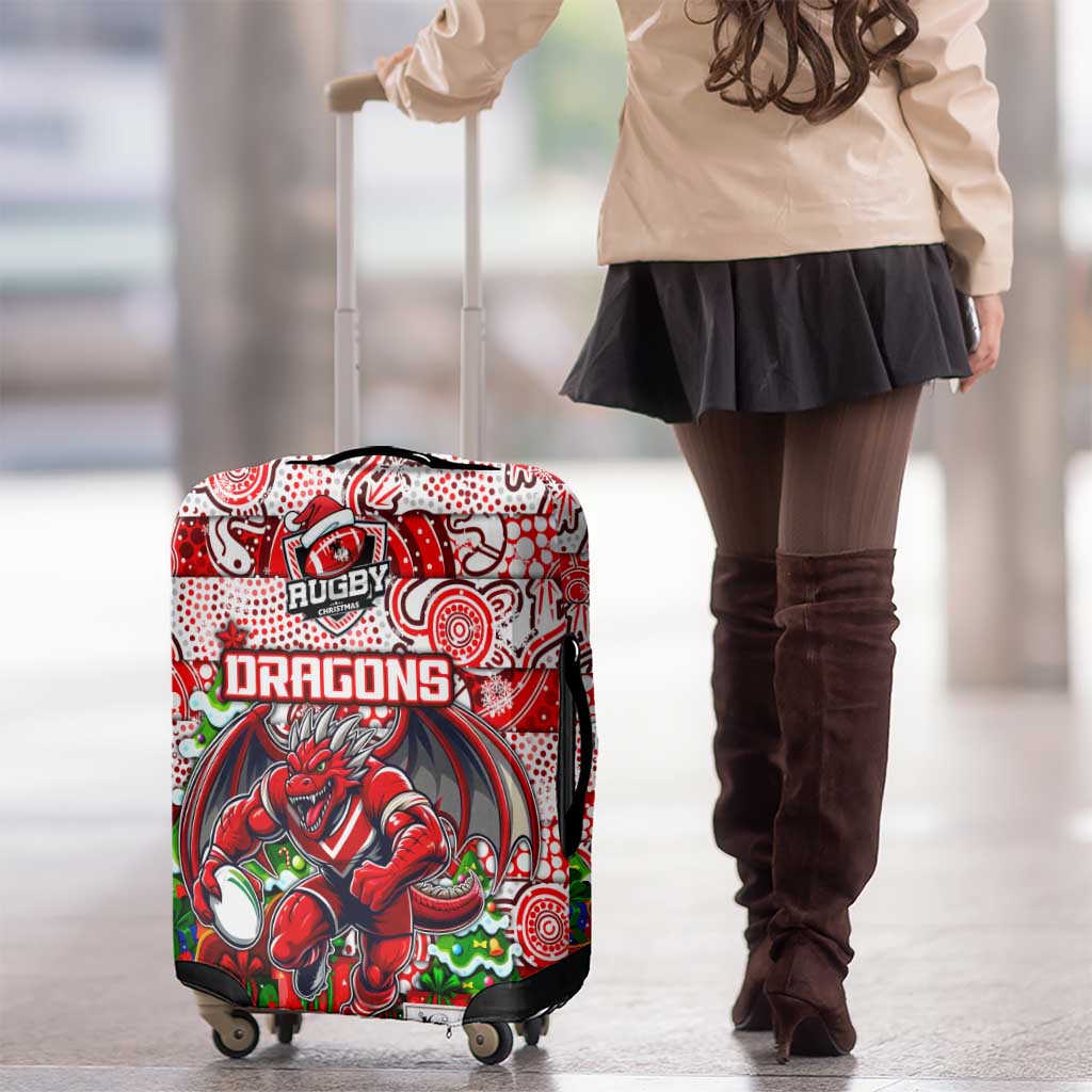 Dragons Rugby Merry Christmas Luggage Cover Indigenous Australian Art