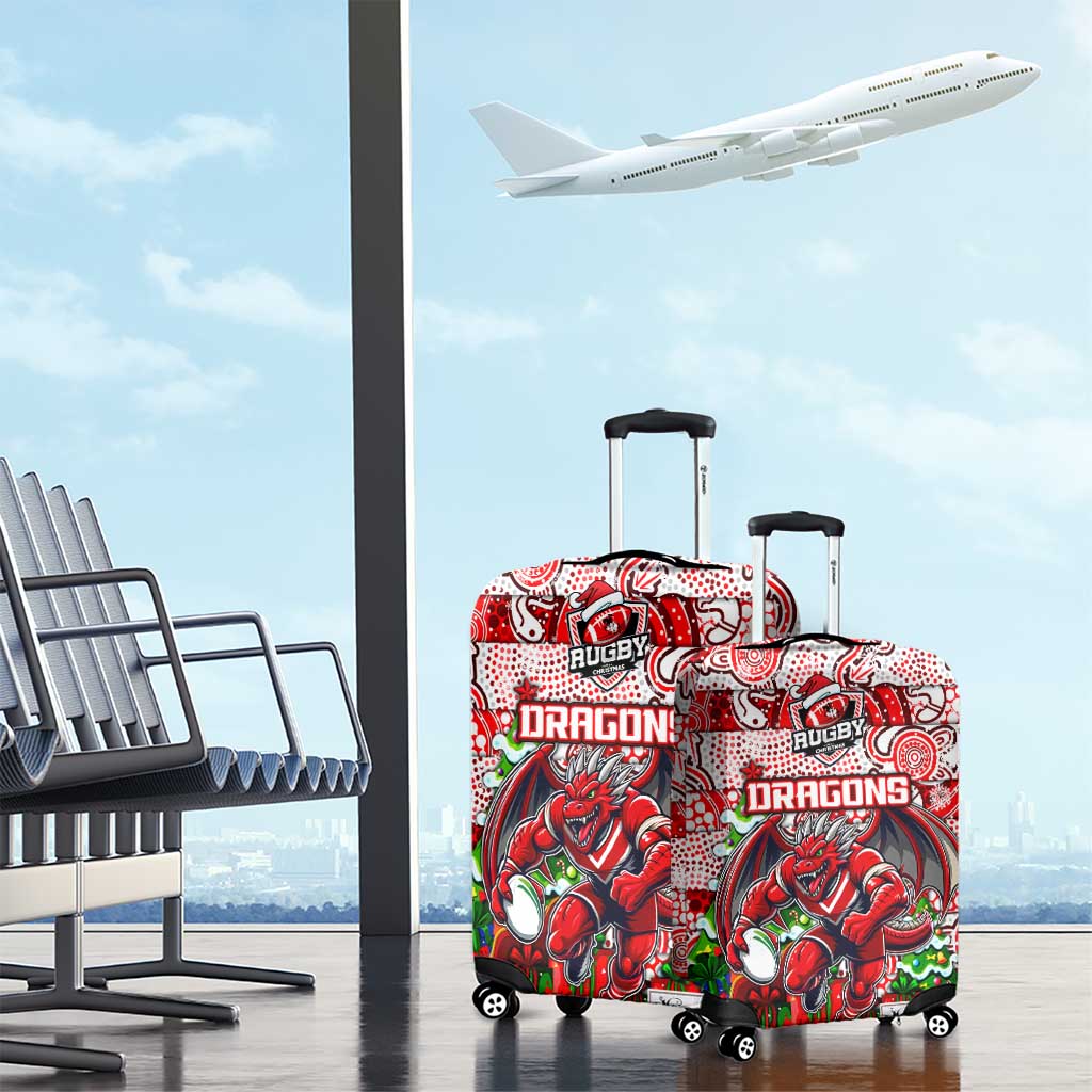 Dragons Rugby Merry Christmas Luggage Cover Indigenous Australian Art