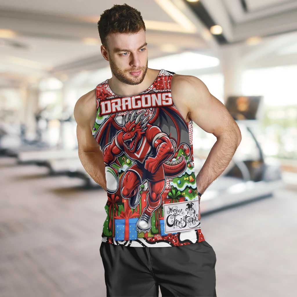 Custom Dragons Rugby Merry Christmas Men Tank Top Indigenous Australian Art